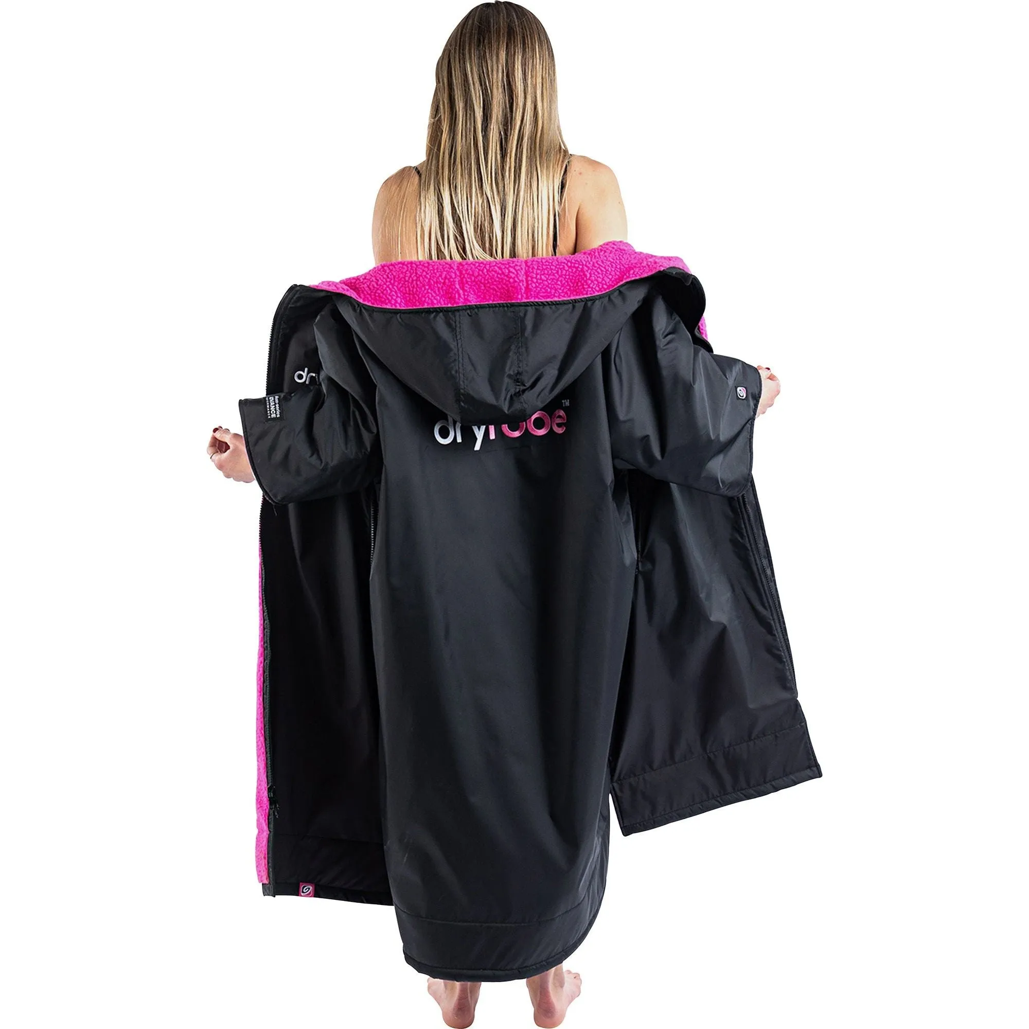 Dryrobe Advance Short Sleeve Changing Robe - Pink Cozy Fleece Lining Thermal Insulation Layer