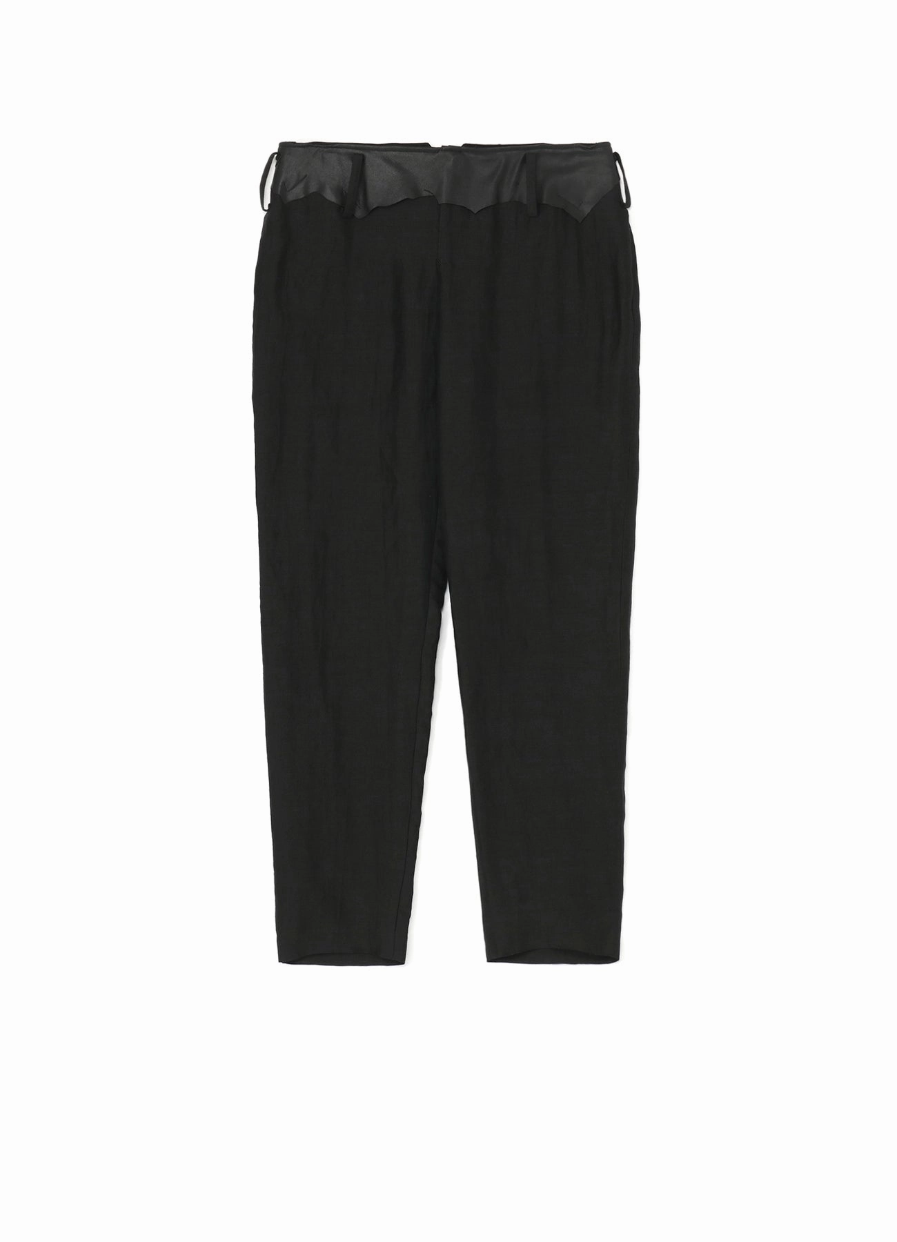 Polyester fabric HIGH TWISTED GABARDINE LEATHER DETAIL PANTS