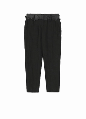 Polyester fabric HIGH TWISTED GABARDINE LEATHER DETAIL PANTS
