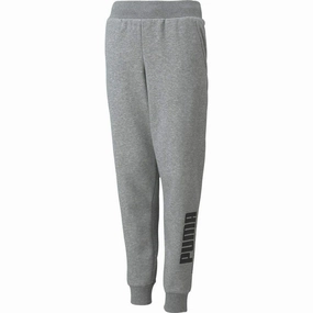 Breathable Construction Quick Dry Pants Puma Power Logo Junior Joggers - Grey