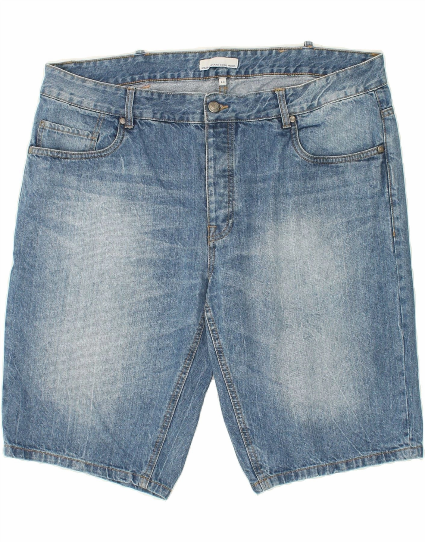 JULES Mens Denim Shorts IT 48 Medium W38 Blue Cotton Slim Look Fitness Look