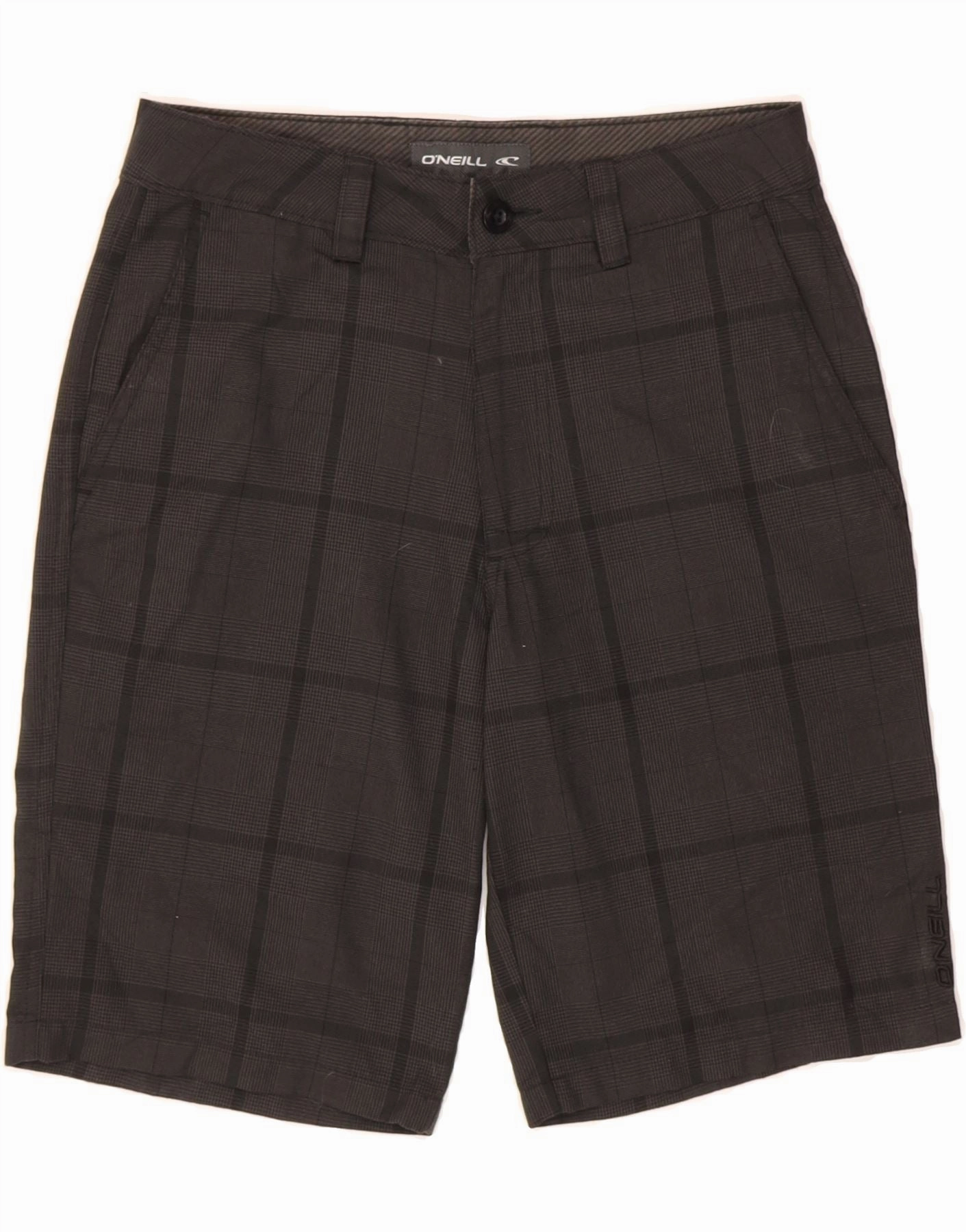 slim fit Soft Motion O'NEILL Mens Chino Shorts W28 Small Grey Check Polyester