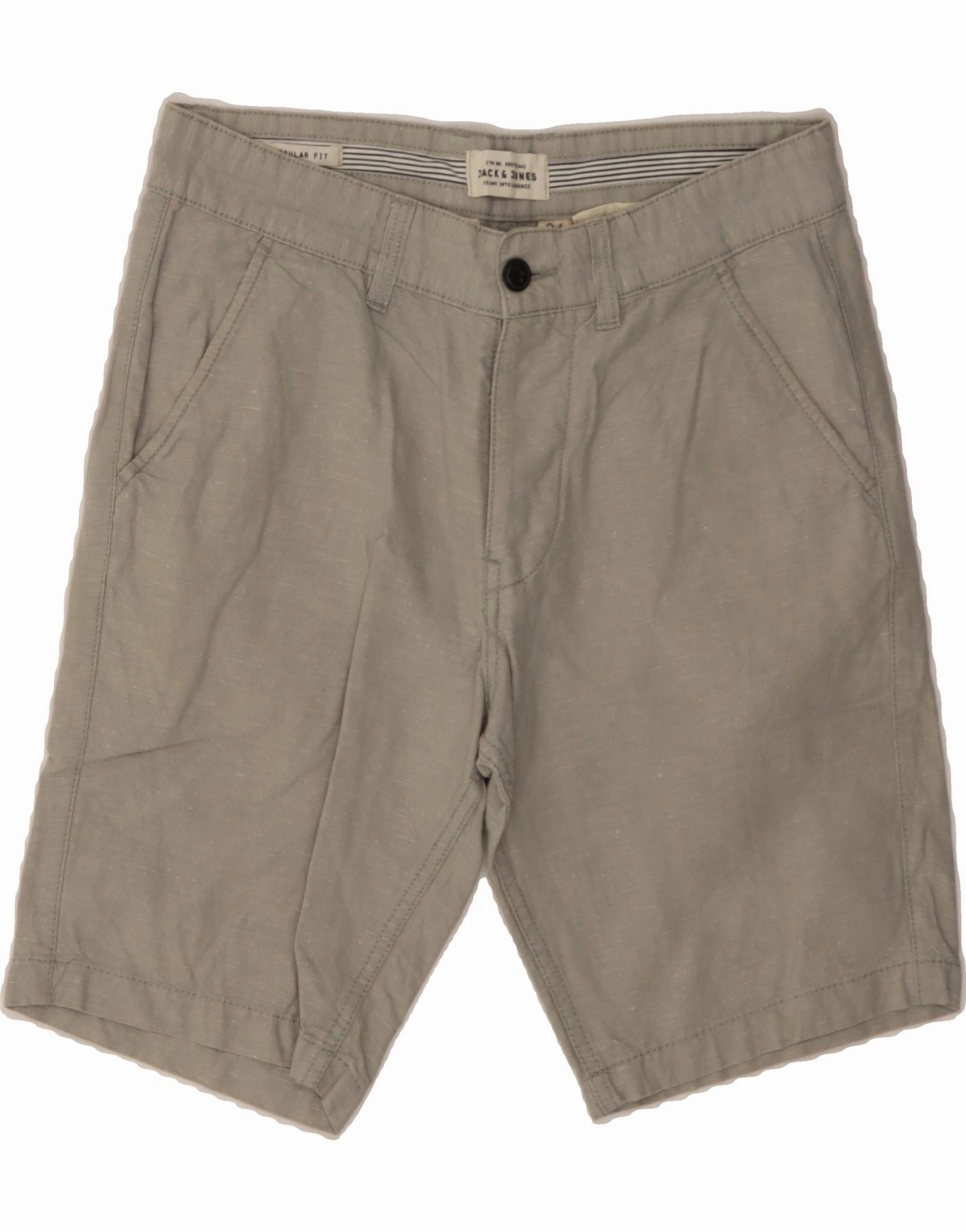 JACK & JONES Mens Regular Chino Shorts W34 Large Grey Cotton anti - static No Pressure