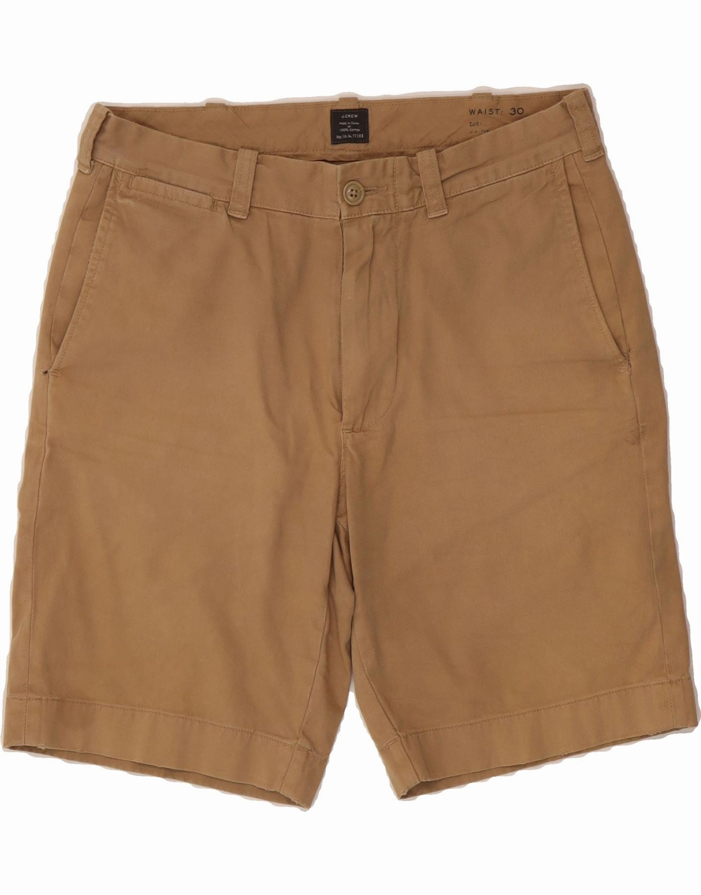 Anti Sag Technology J. CREW Mens Chino Shorts W30 Medium  Beige Cotton