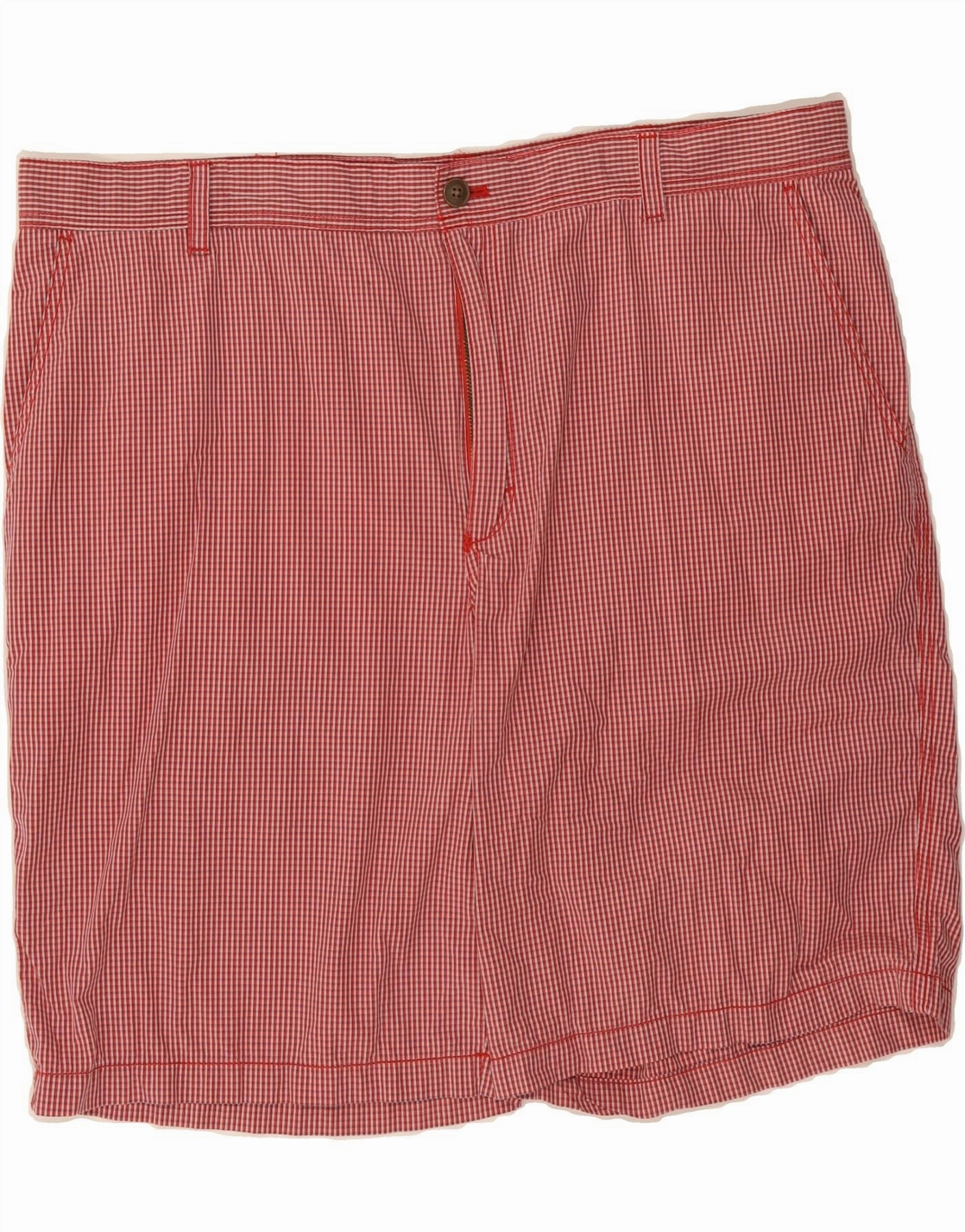 IZOD Mens Chino Shorts W42 2XL Red Gingham Cotton Low-waisted Temperature Regulating Material