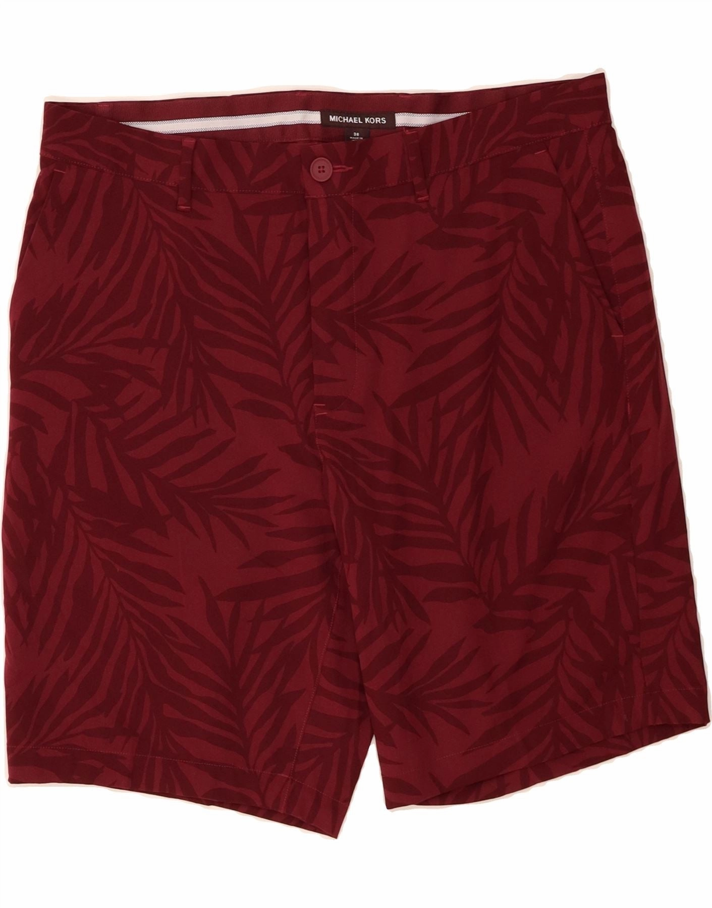 Outdoor Relax Dynamic Fit MICHAEL KORS Mens Abstract Pattern Chino Shorts W36 Large Burgundy