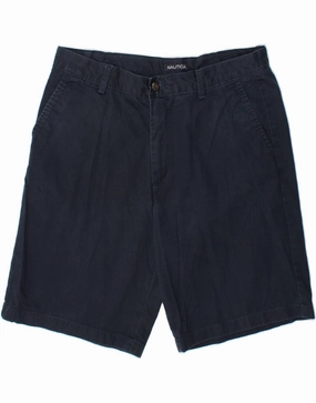 NAUTICA Mens Chino Shorts W36 Large  Navy Blue Cotton Flats