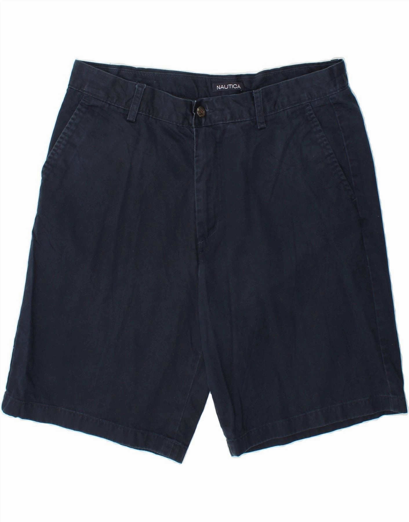 NAUTICA Mens Chino Shorts W36 Large  Navy Blue Cotton Flats