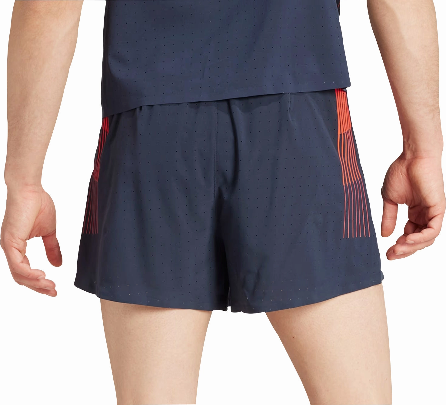 Flexibility Built-In Slim Shape adidas Adizero Team GB Mens Split Running Shorts - Blue