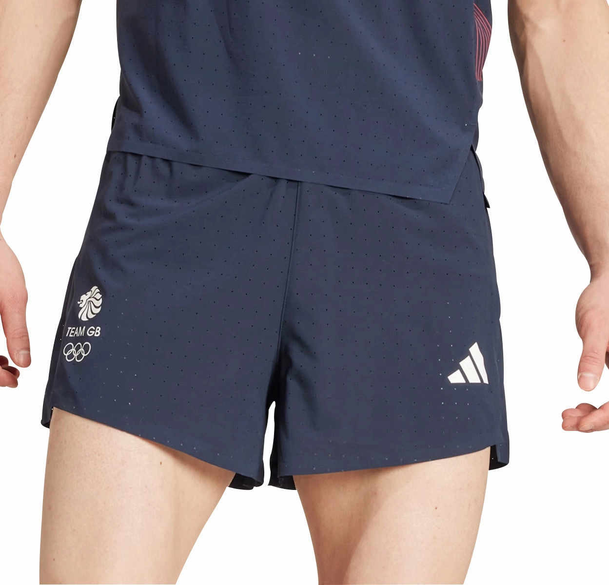 Quick Adjust Fit adidas Adizero Team GB Mens Split Running Shorts - Blue