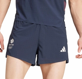 Quick Adjust Fit adidas Adizero Team GB Mens Split Running Shorts - Blue