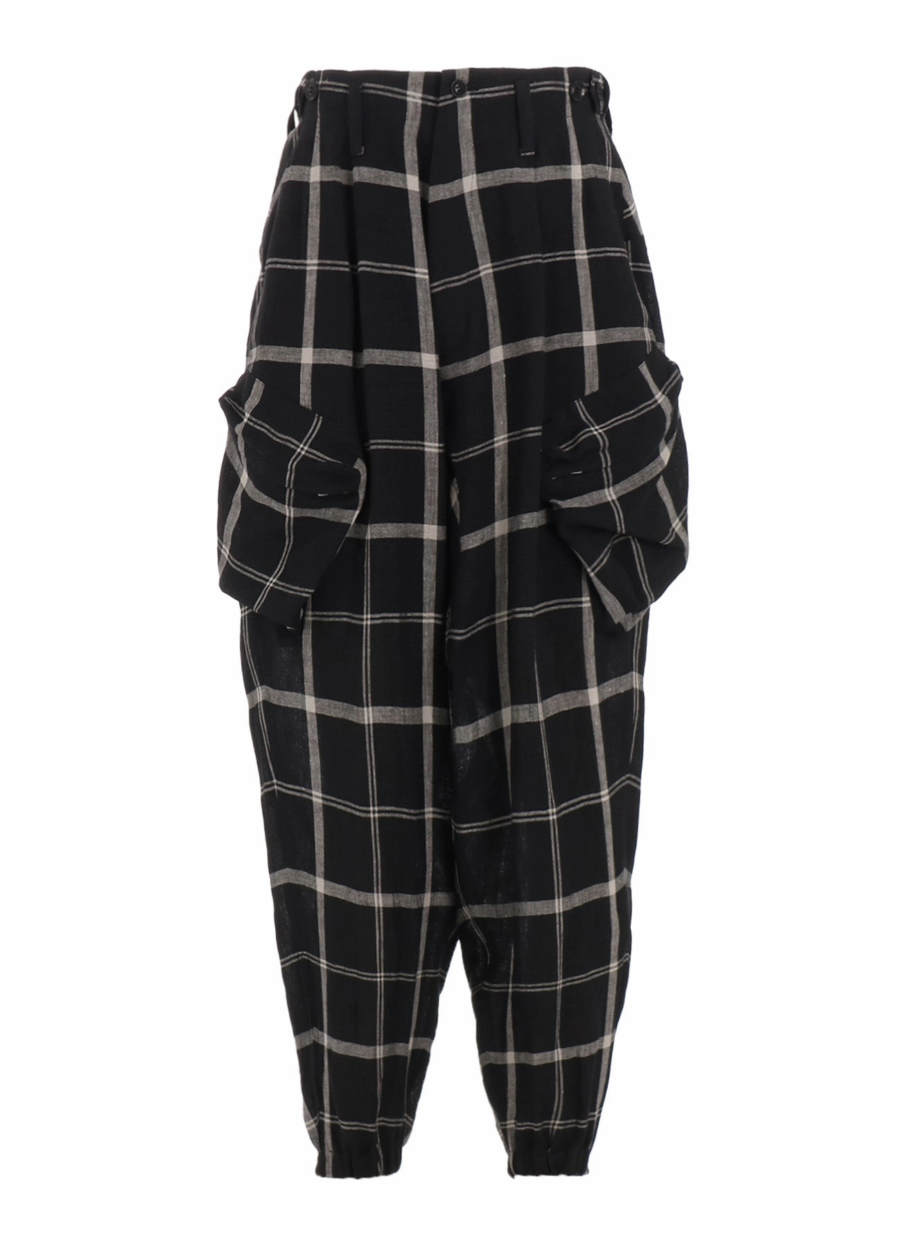 LINEN/NYLON PLAID ZIP POCKET PANTS Stretchy Material Recyclable Fabric Blend