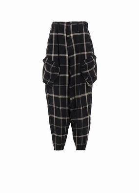 Smooth zipper closure LINEN/NYLON PLAID ZIP POCKET PANTS