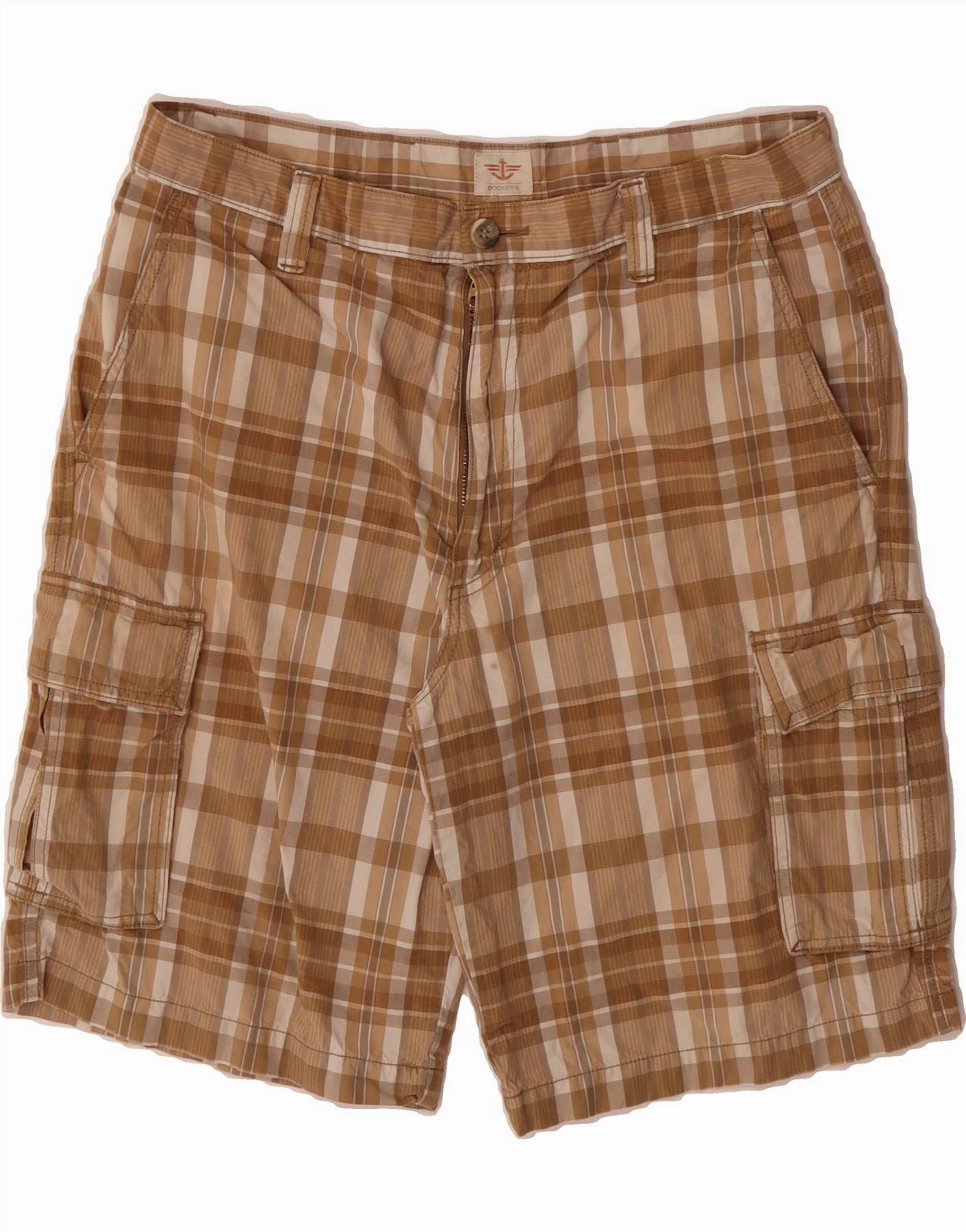 suit jacket Quick Evaporation Fabric DOCKERS Mens Cargo Shorts W34 Large Brown Check Cotton