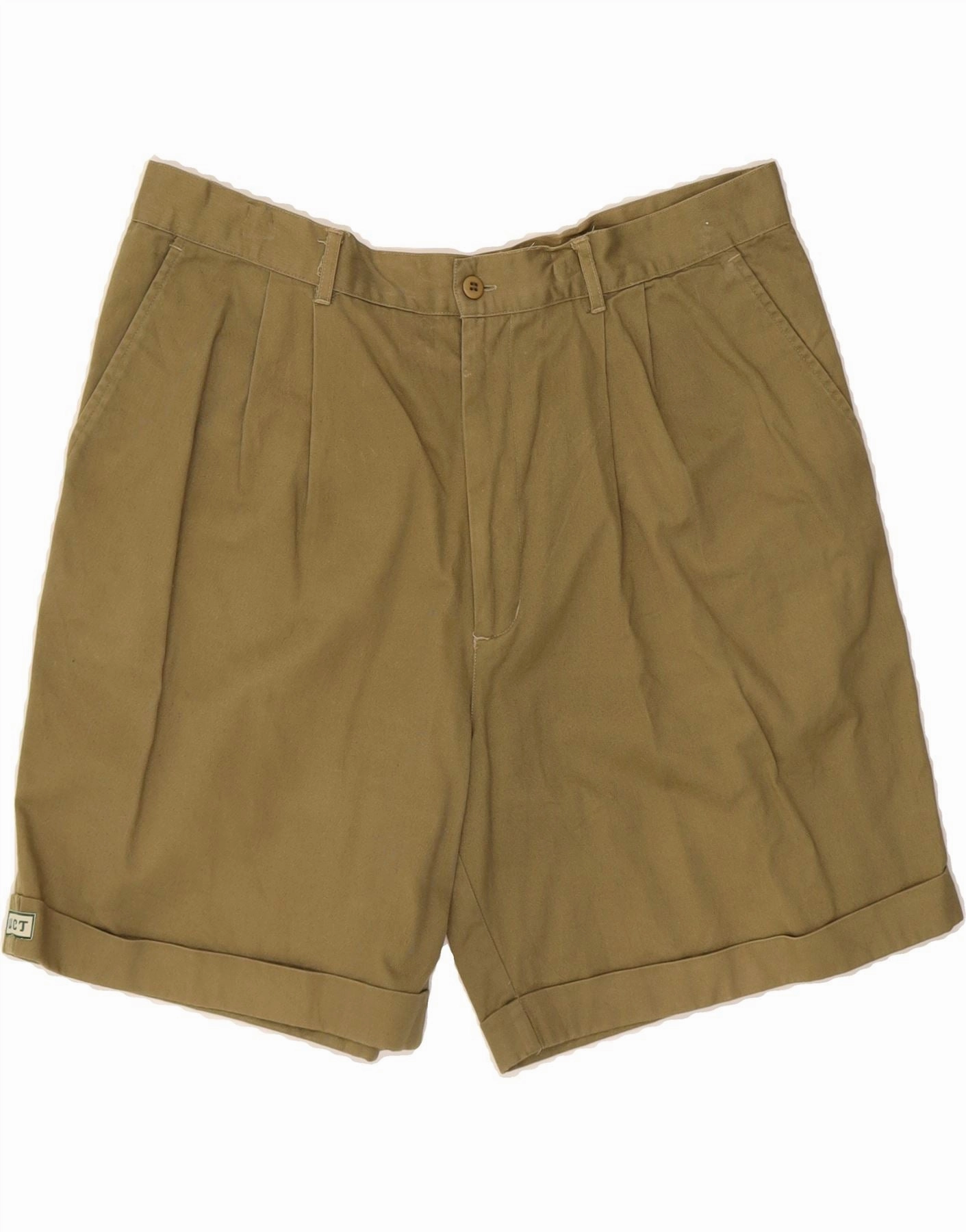VINTAGE Mens Pegged Chino Shorts XL W38 Khaki Cotton Durable Waistband