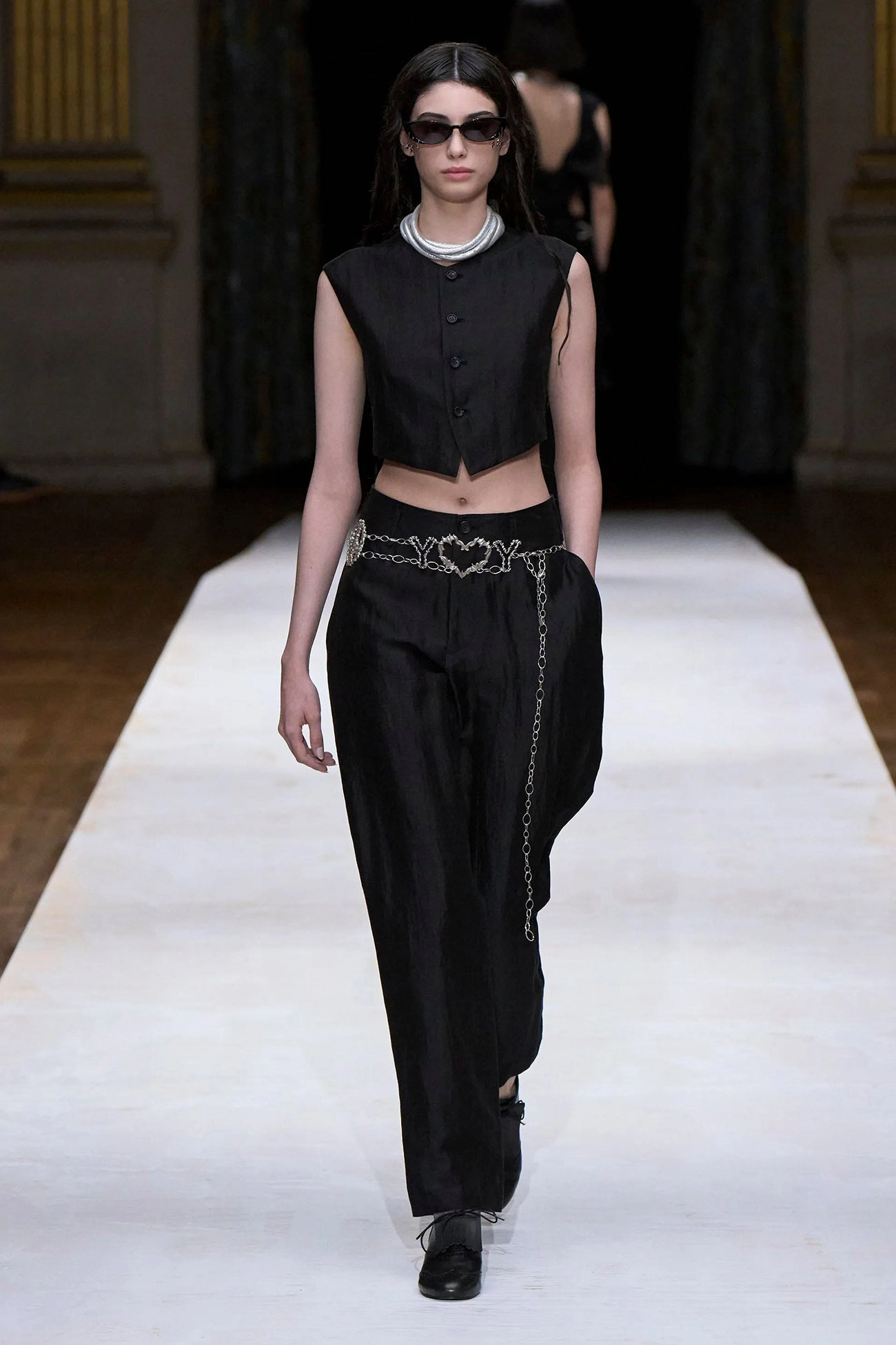 HIGH TWISTED GABARDINE LOW-RISE BASIC PANTS ReinforcedSeams