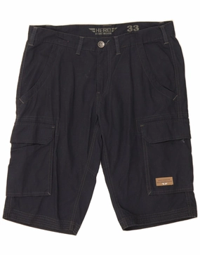 HERO BY JOHN MEDOOX Mens Cargo Shorts UK 38 Medium W33 Navy Blue Cotton Soft Material OdorControlTech