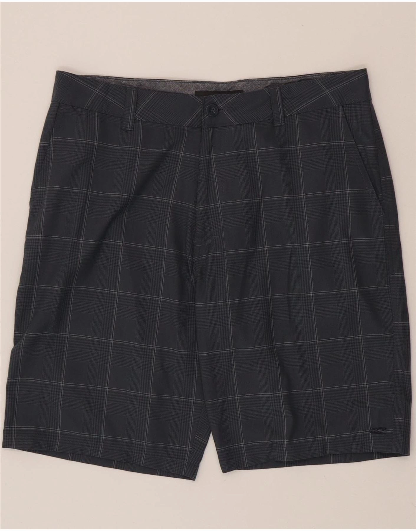 O'NEILL Mens Chino Shorts W34 Large Grey Check Polyester athletic style