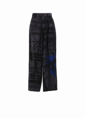 Hiking Gear Minimal Style FLOWER&CABLE PRINT LONG STRAIGHT PANTS