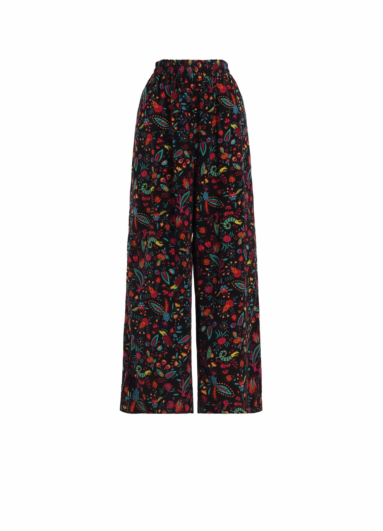 FLOWER PRINT ELASTIC WAIST PANTS Easy Layer Travel Wear