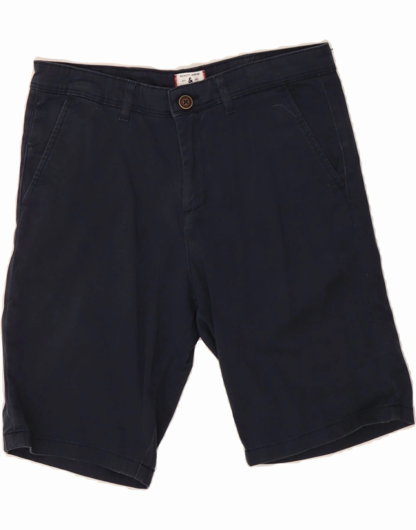 JACK & JONES Mens Chino Shorts Small W30  Navy Blue Cotton Printed Pattern Sport Fit