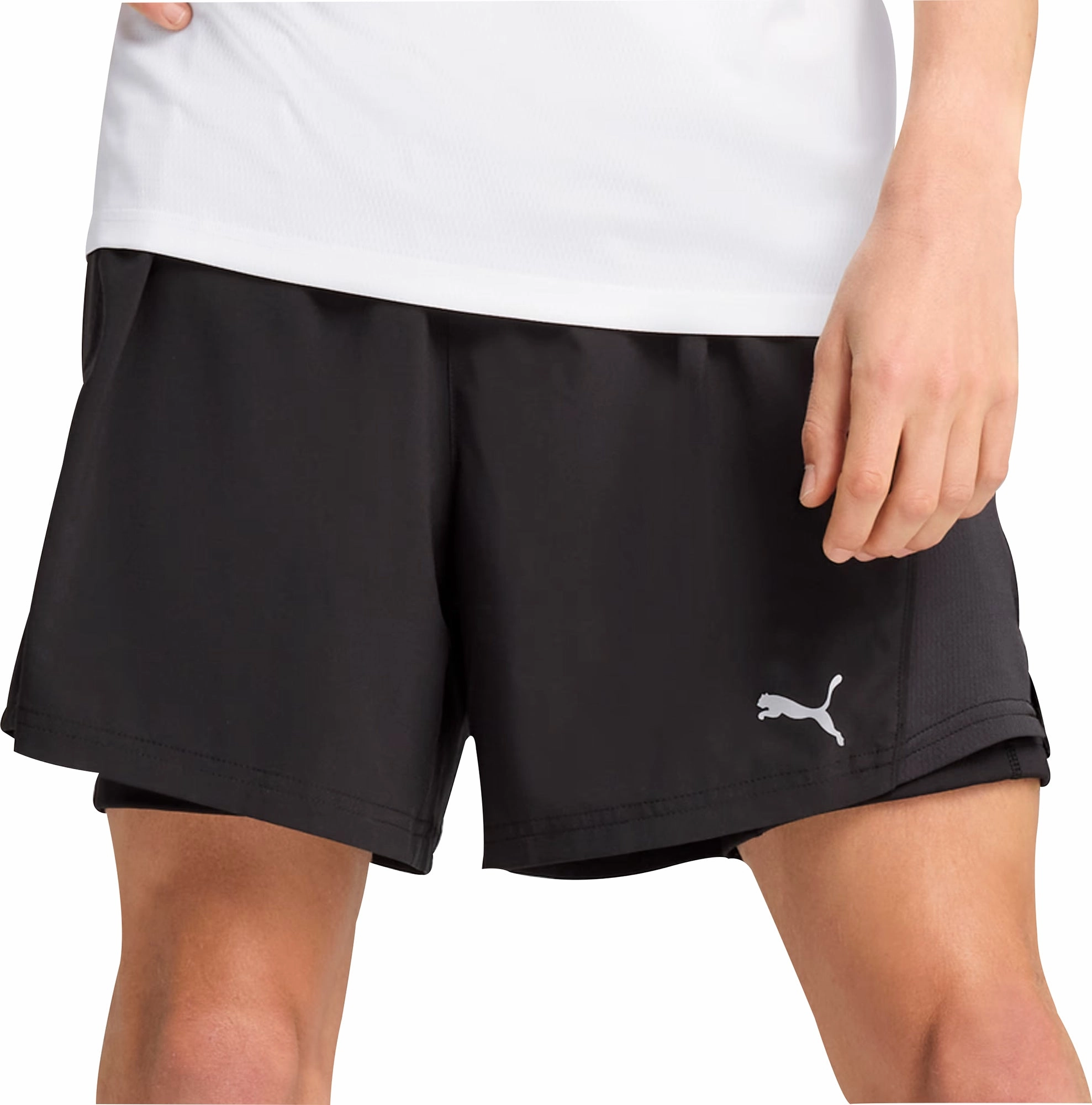 Puma Velocity 2 In 1 Mens Running Shorts - Black Flex Waist System Fit Flex