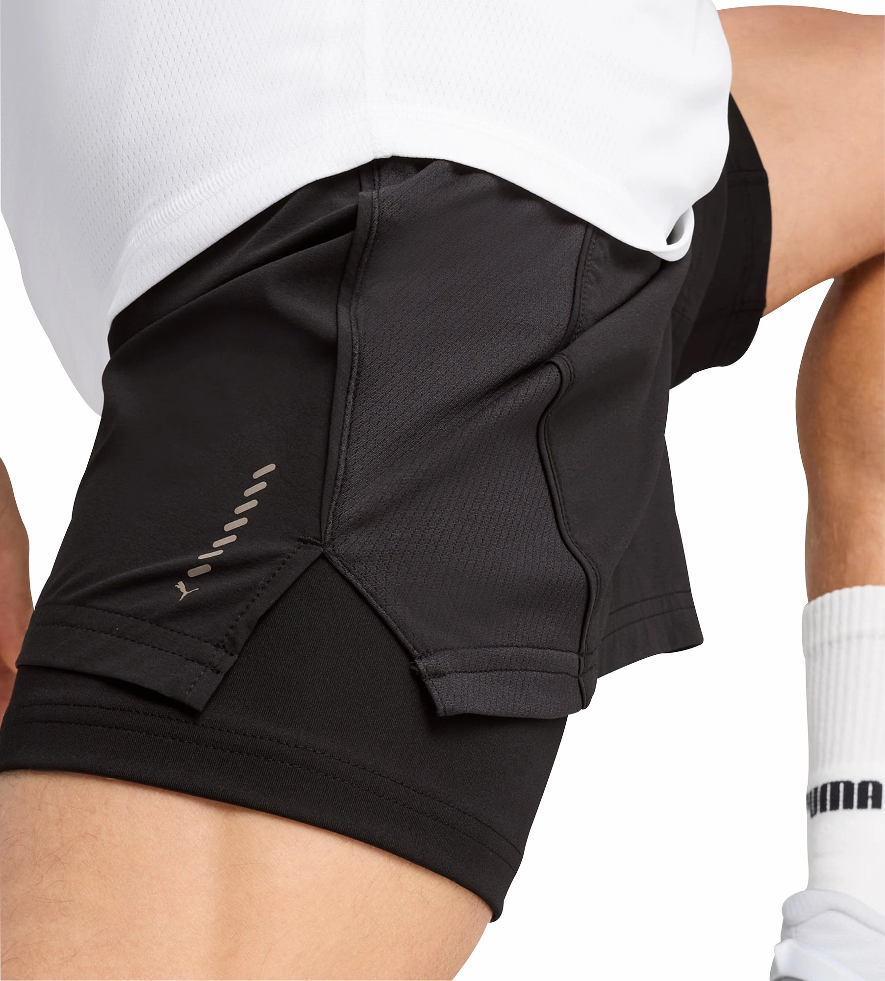 Solid Color Puma Velocity 2 In 1 Mens Running Shorts - Black