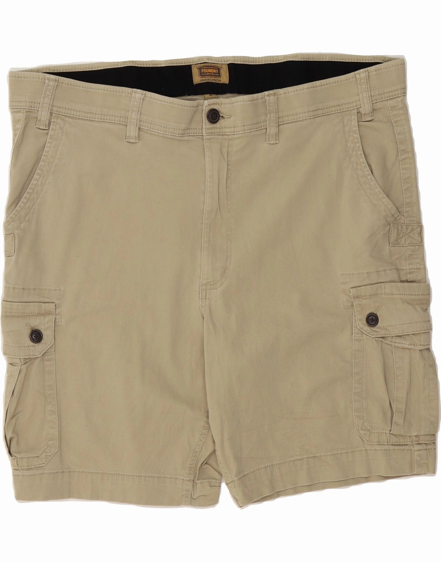 FOUNDRY Mens Cargo Shorts W48 4XL Beige Cotton Comfort Flex Wear Effortless Fit