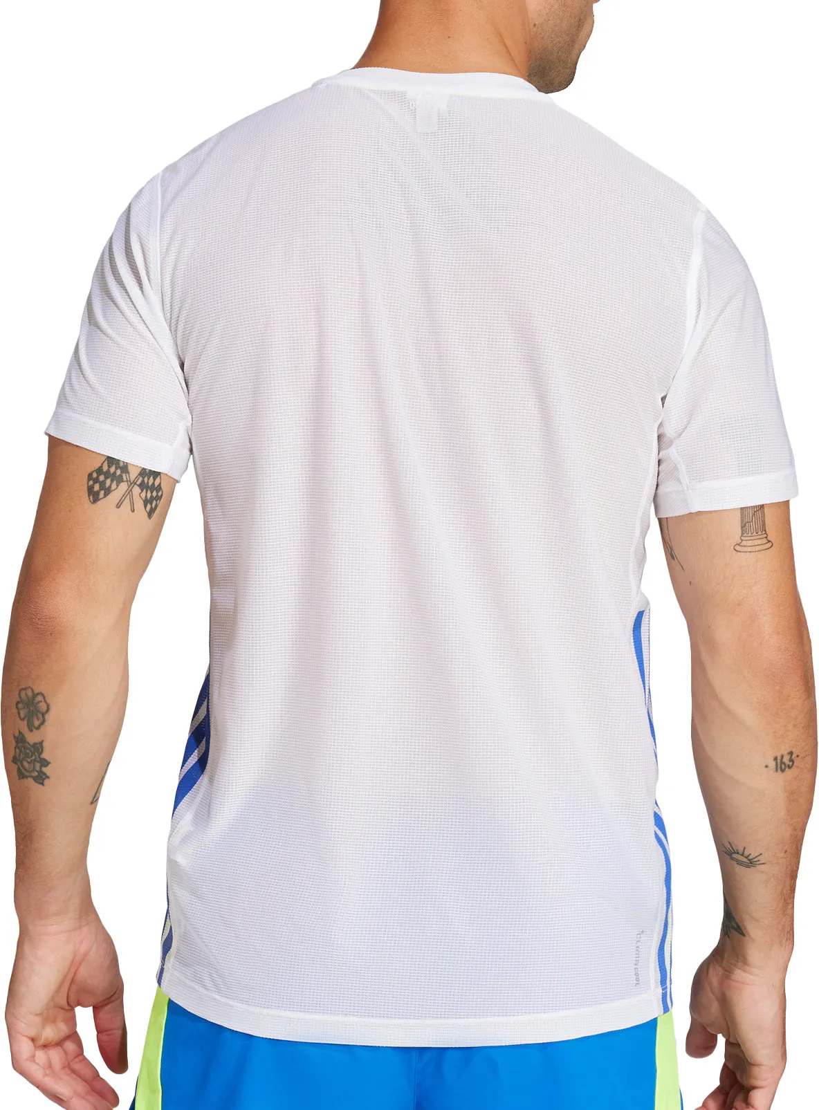 adidas Adizero Retro Short Sleeve Mens Running Top - White Simple Look Relaxed Armhole Cut