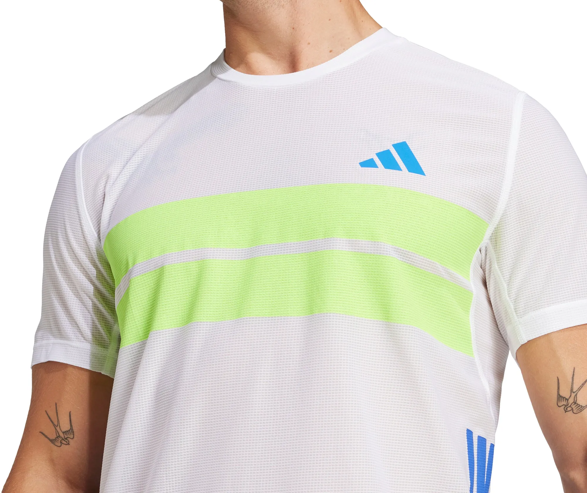 Outdoor Leisure Look MinimalBranding adidas Adizero Retro Short Sleeve Mens Running Top - White