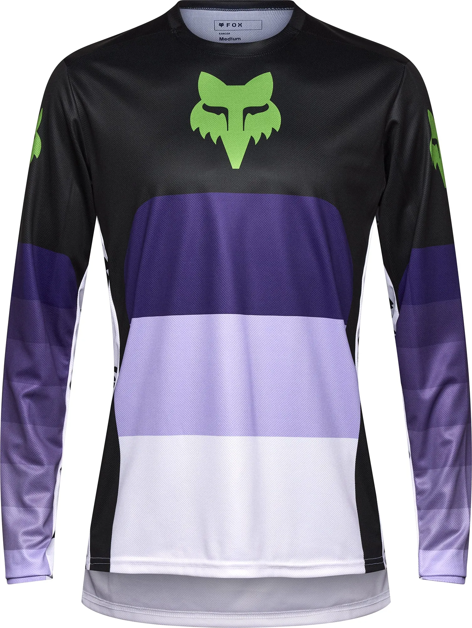 proper length Fox Ranger Grid Long Sleeve Mens Cycling Jersey - Black