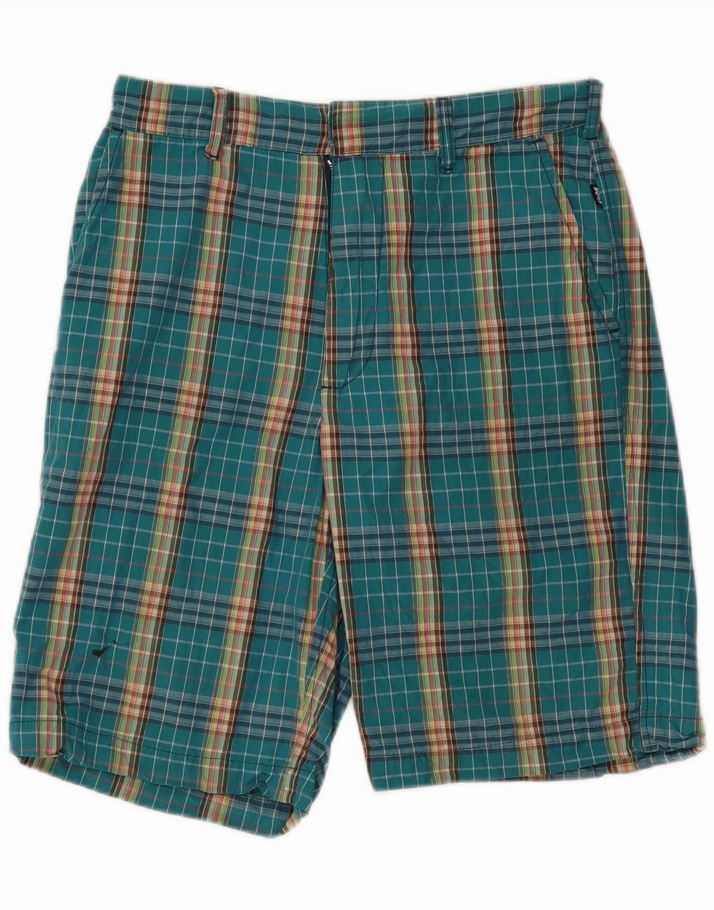 FRANKLIN MARSHALL Mens Chino Shorts W31 Medium Green Check Pajamas Summer Fashion