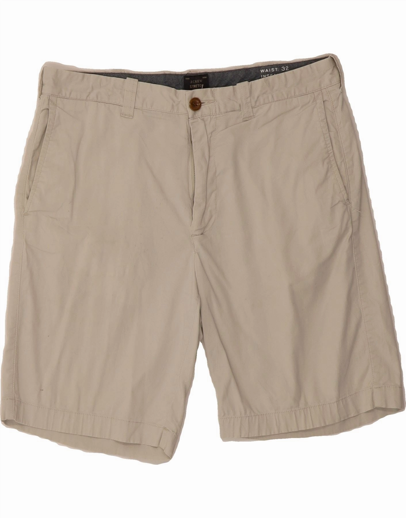 J. CREW Mens Chino Shorts  W32 Medium Beige Cotton Simple Style Simple Flex