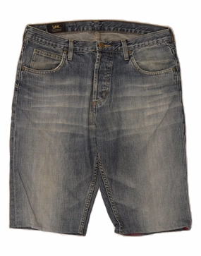 LEE Mens Denim Shorts W32 Medium Blue Cotton Comfortable Waistband