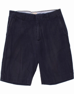 J. CREW Mens Chino Shorts W34 Large Navy Blue Cotton Layered Hem Detail Light Flex