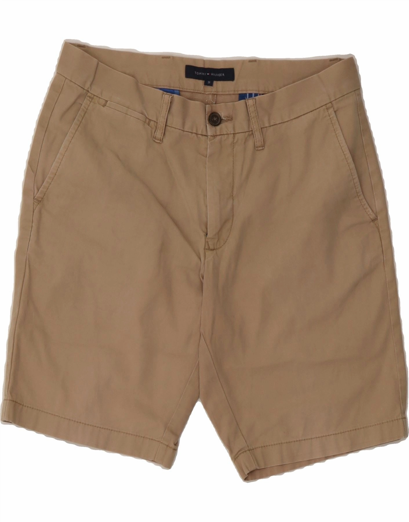 TOMMY HILFIGER Mens Chino Shorts W31 Medium Beige Cotton Sporty Stretch Fit