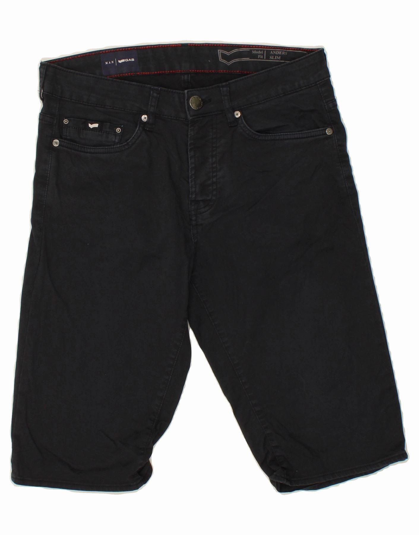 GAS Mens Denim Shorts W31 Medium Navy Blue Cotton Easy Stretch