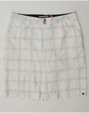 QUIKSILVER Mens Chino Shorts W34 Large White Check Polyester shorts set