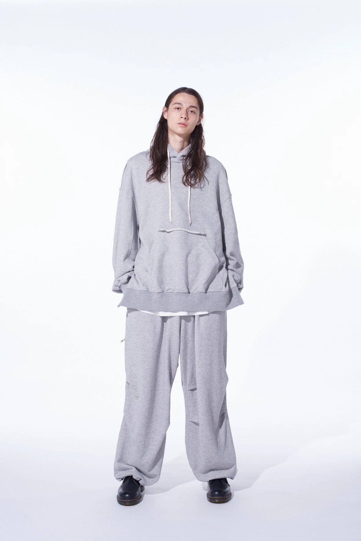 Double Stitched FRENCH TERRY KNEE TUCK WIDE PANTS