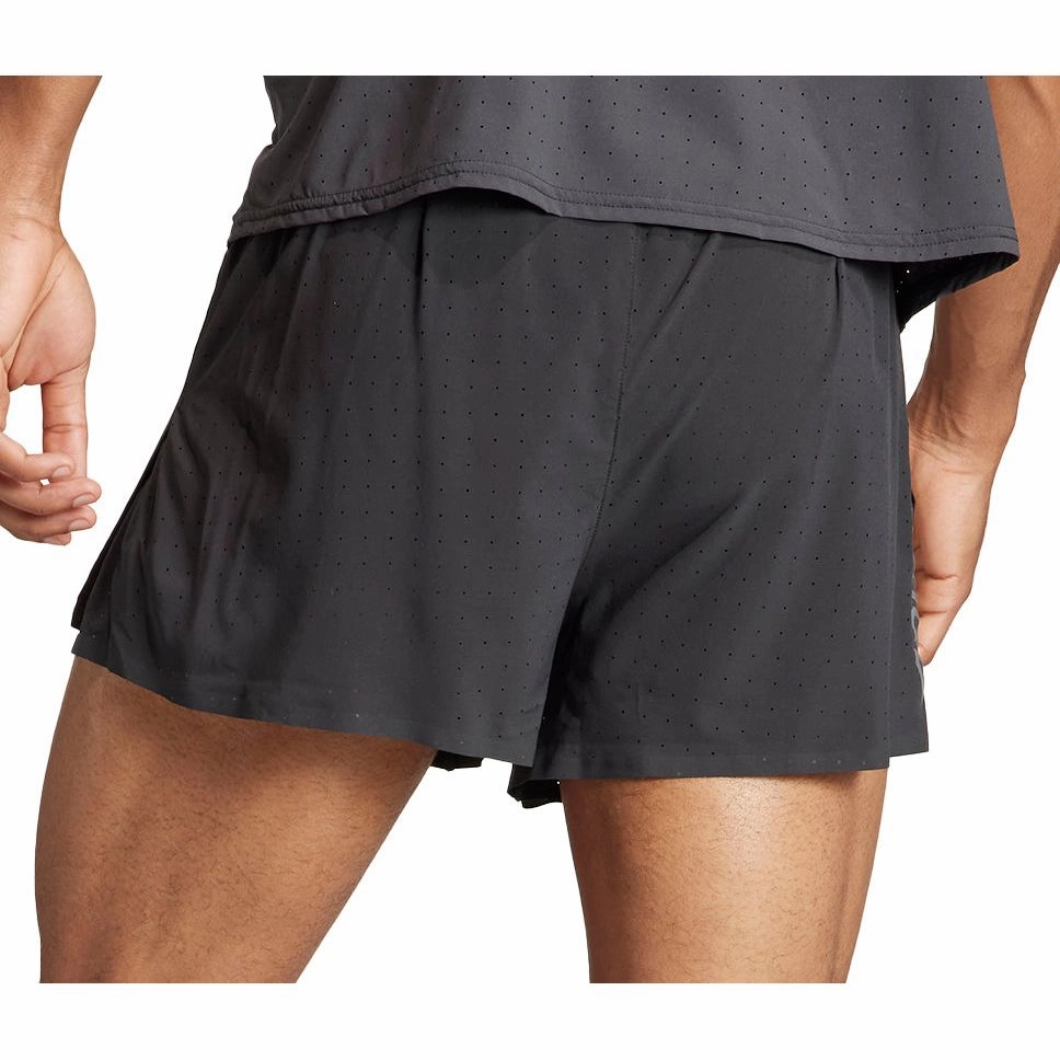 adidas Adizero Mens Split Running Shorts - Black Stretchable Quick Wear