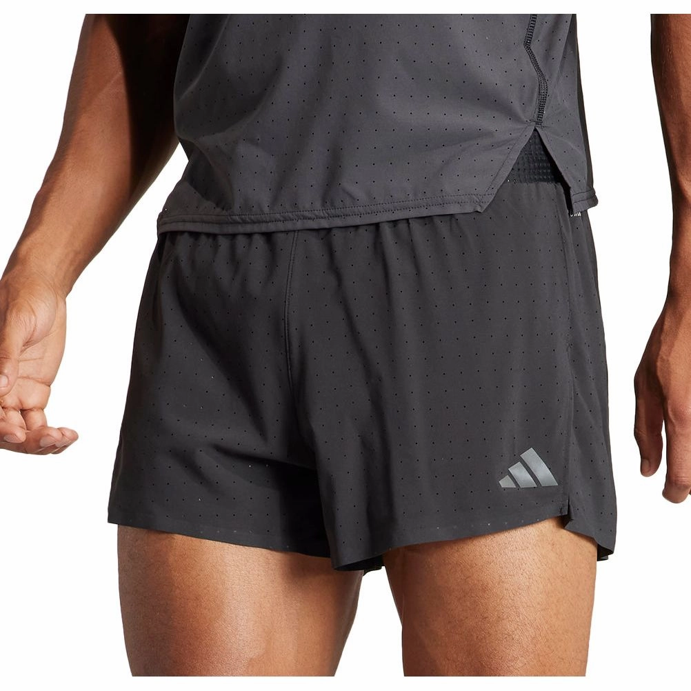 adidas Adizero Mens Split Running Shorts - Black Anti Static Material Seamless construction