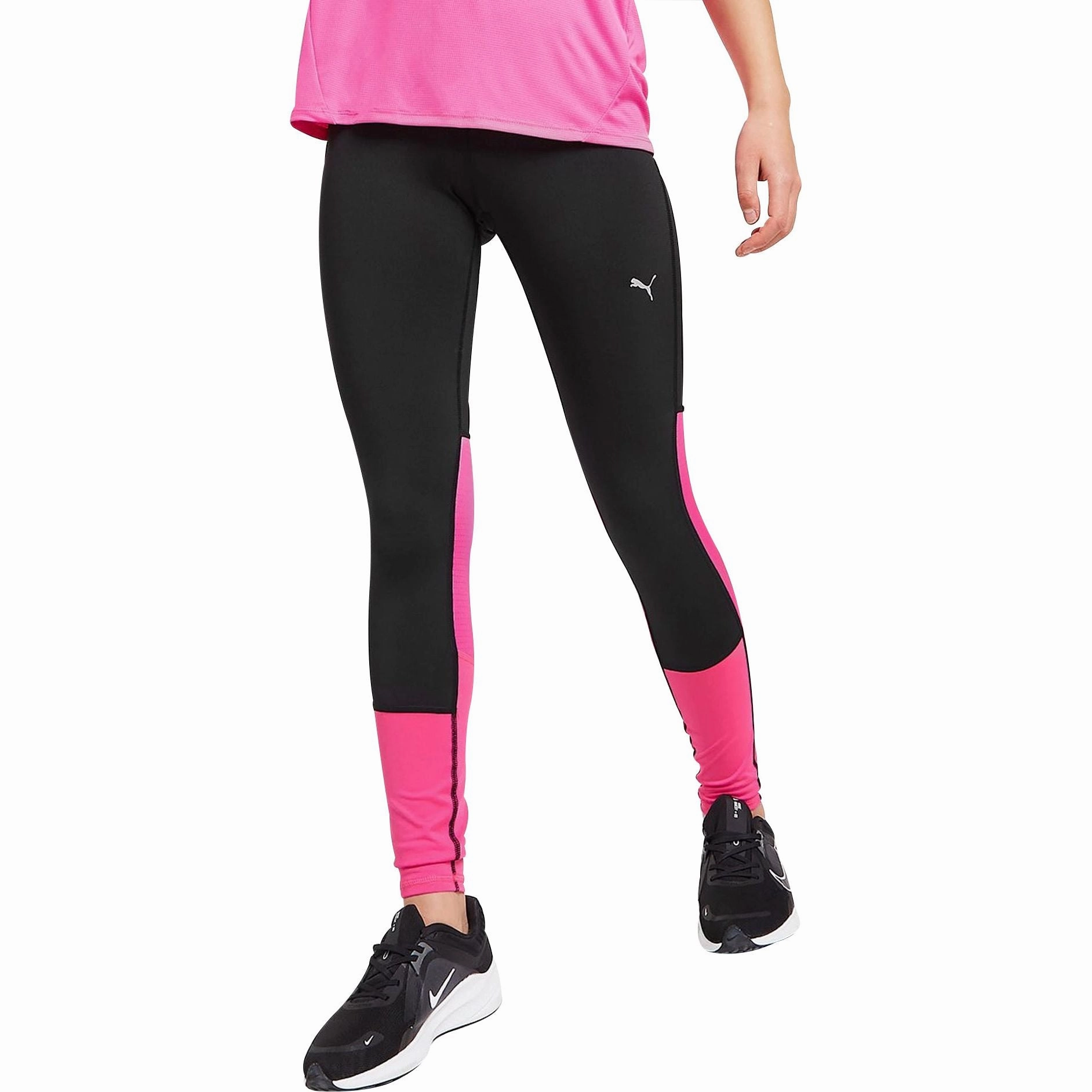 Breathable Fabric Maternity Wear Sweat Wicking Lining Puma Run Favourite Regular Rise Womens Long Running Tights - Black