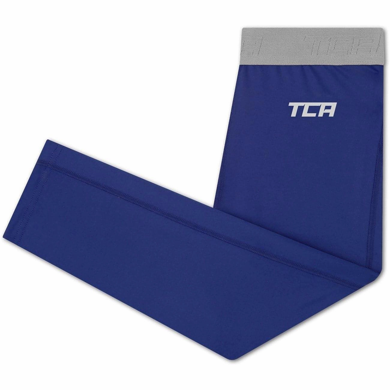 TCA Pro Performance Endurance Womens 3/4 Capri Running Tights - Blue Flat Seams