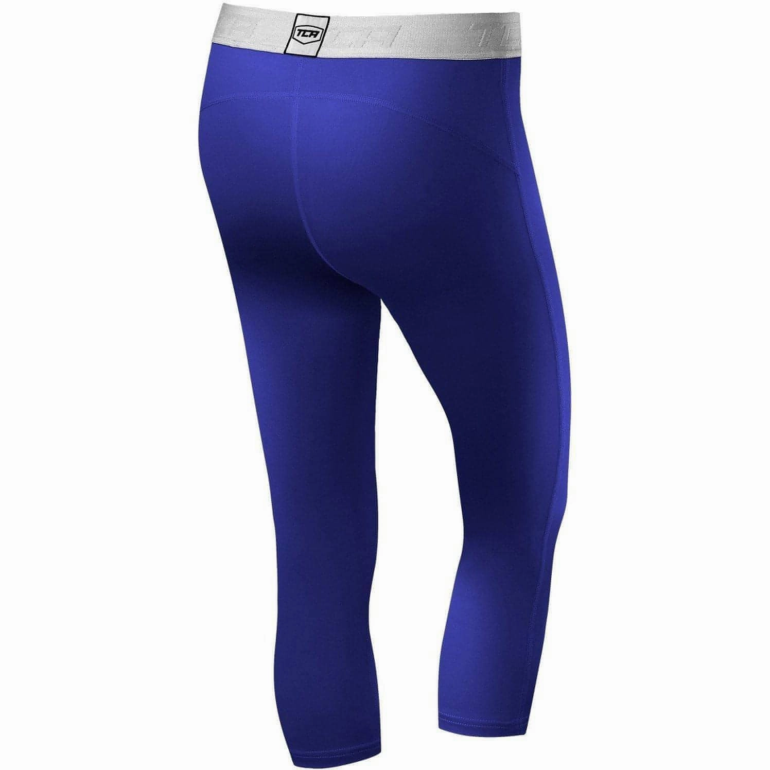 TCA Pro Performance Endurance Womens 3/4 Capri Running Tights - Blue Dry Layer Anti Pilling