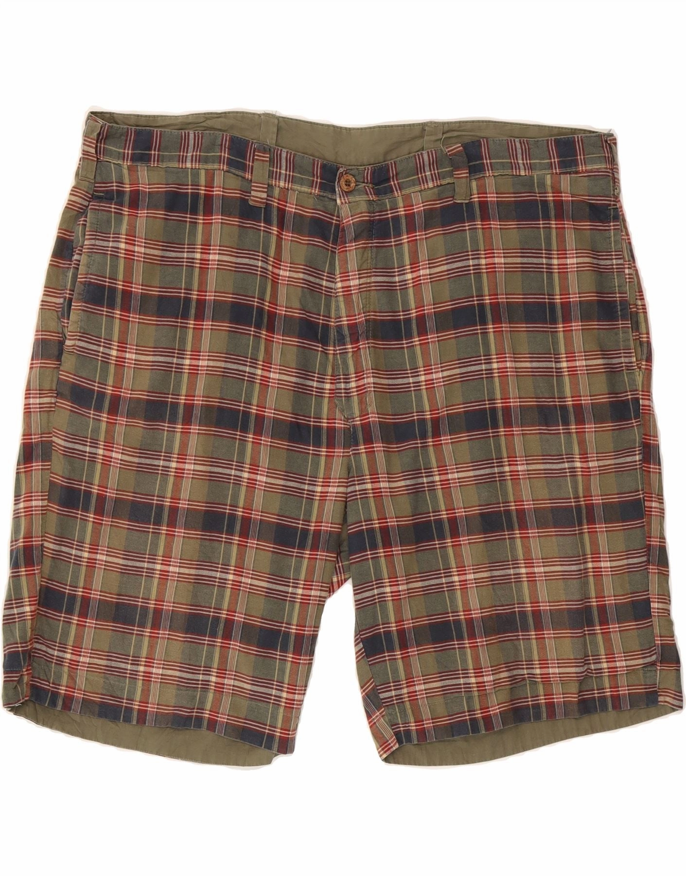 VINTAGE Mens Reversible Chino Shorts W42 2XL Khaki Check Cotton Daily Fit