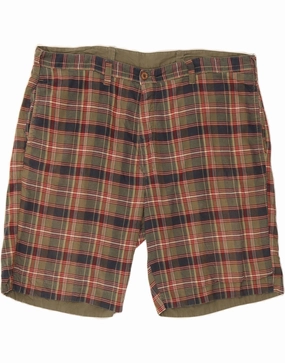 VINTAGE Mens Reversible Chino Shorts W42 2XL Khaki Check Cotton Daily Fit