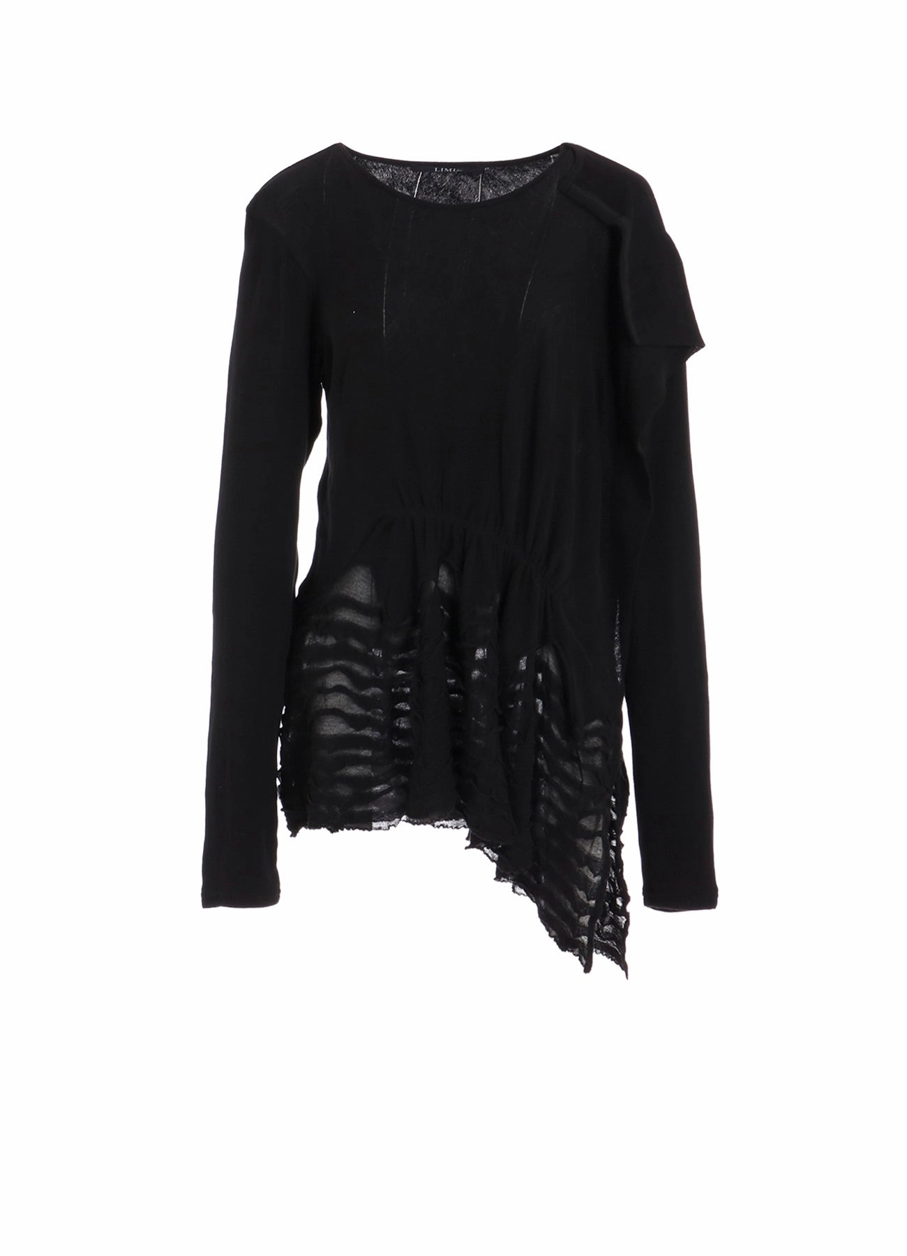 FRILLED JACQUARD GATHER ASYMMETRY T-SHIRT Laser cut Street Active