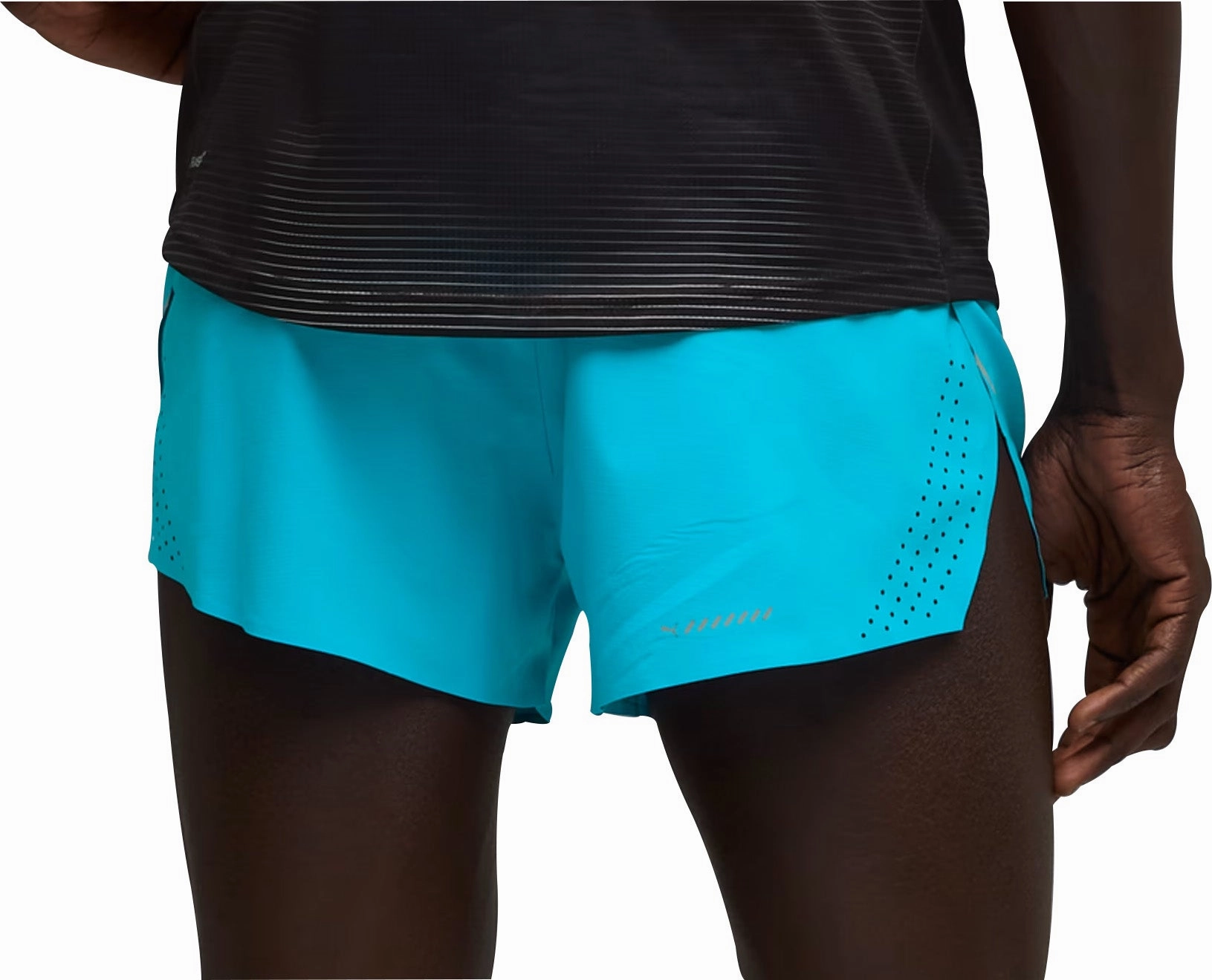 Flexible Stretch Waist Puma Raceday Ultraweave 3 Inch Split Mens Running Shorts - Blue