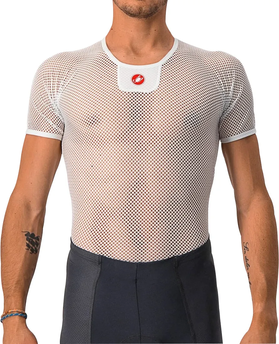 Anti-pilling Castelli Core Mesh 3 Short Sleeve Mens Cycling Base Layer - White