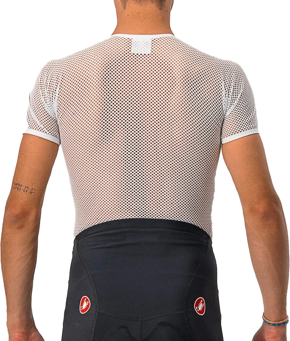 Castelli Core Mesh 3 Short Sleeve Mens Cycling Base Layer - White Friction Free Zipper Guard fitness gear
